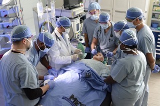 Students working together in AHU's advanced simulation lab.